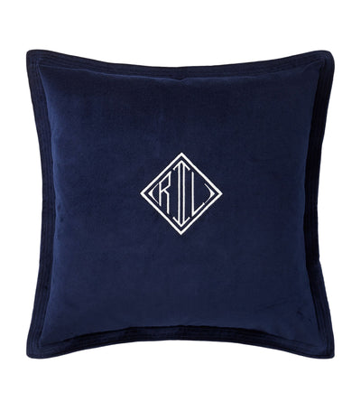 Harrods Ralph Lauren Home Velvet Monogram-Embroidered Cushion 50cm x 50cm- Buy online at McGrocer