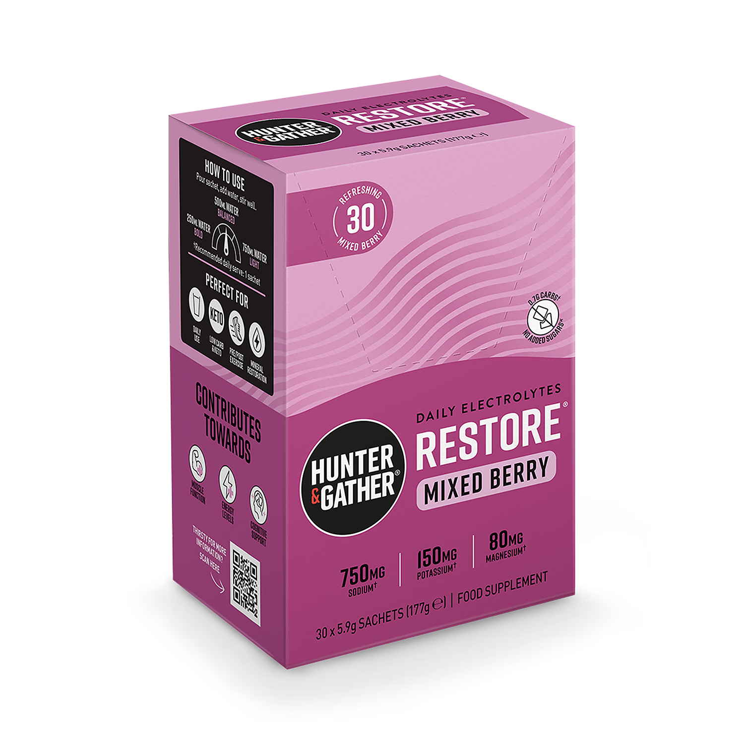Hunter & Gather electrolyte powder Mixed Berry 30 sachets, UK version