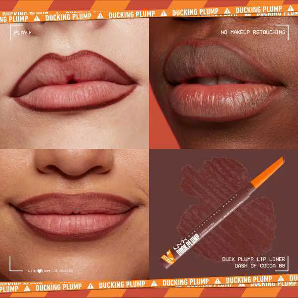 NYX Duck Plump Lip Liner Dash O' Cocoa, imported from the UK