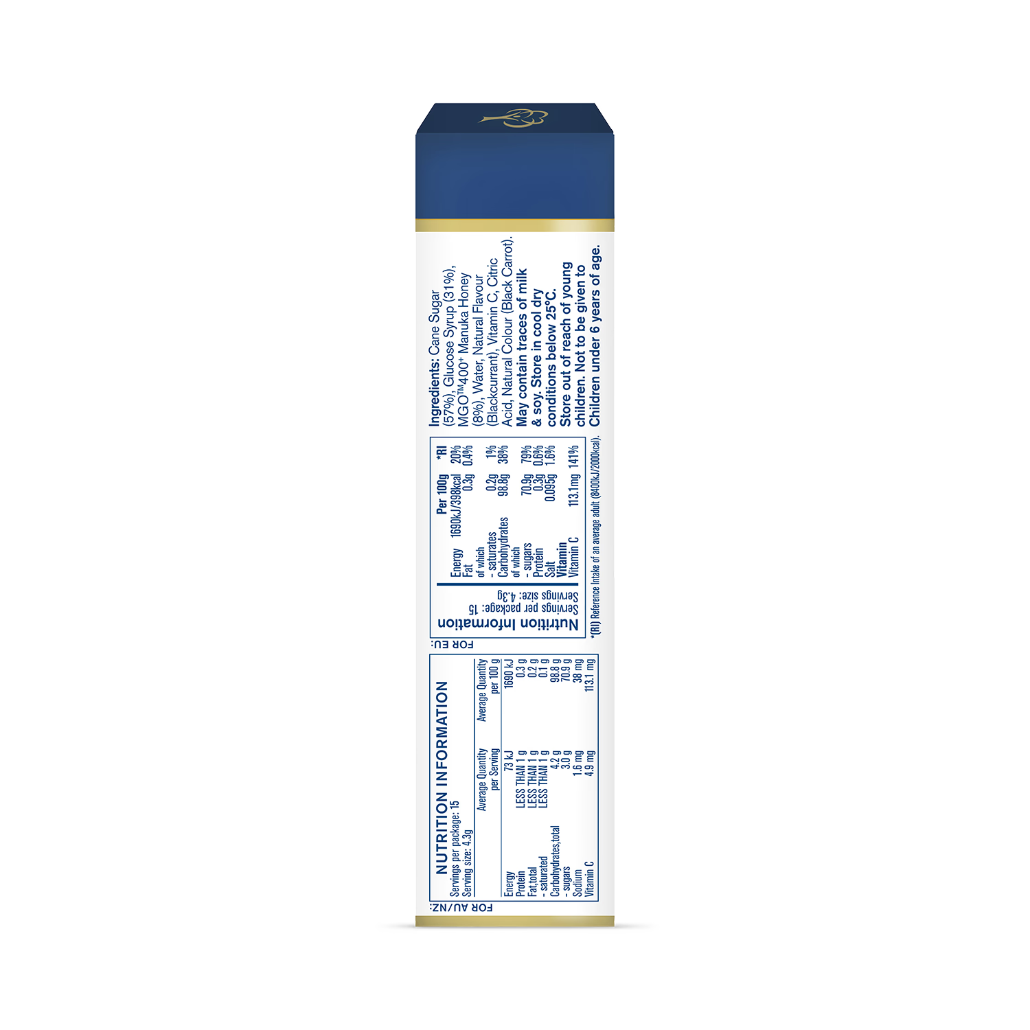 Manuka Health Manuka honey drops blackcurrant 65g, UK version