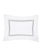 Pratesi Egyptian cotton pillowcase with triple embroidered stripe 50cm x 90cm, imported from the UK