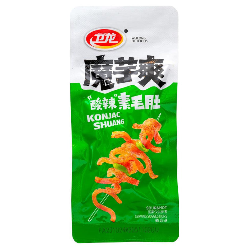 Weilong konjac strips in sour and hot flavour, UK version