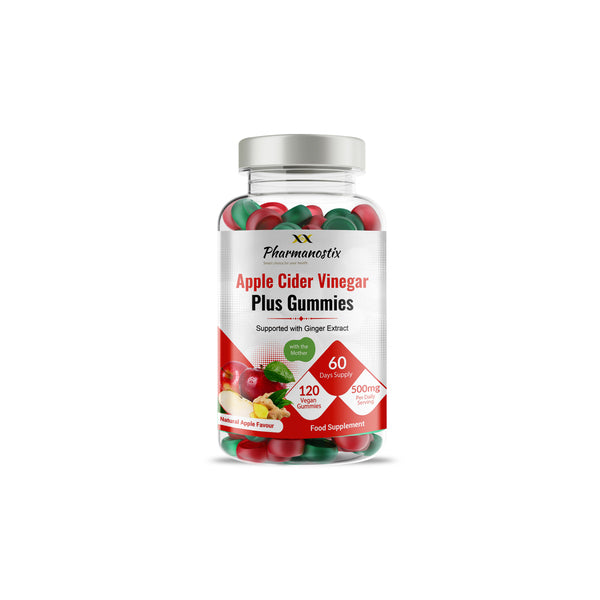 Pharmanostix apple cider vinegar ginger plus gummies 120 count, imported from the UK