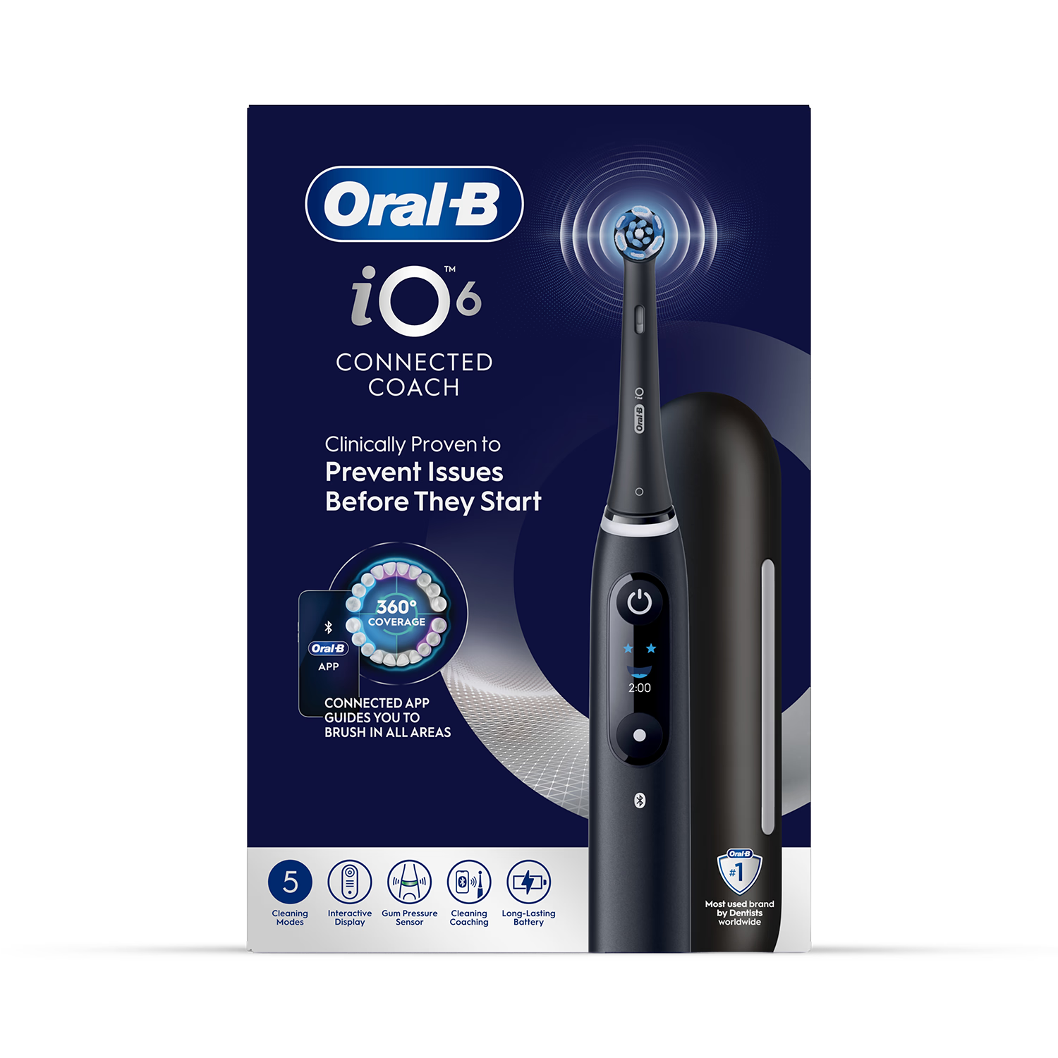Oral-B iO 6 electric toothbrush black with travel case, UK version