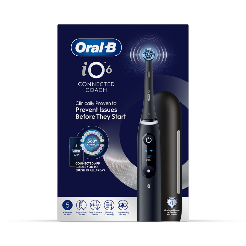 Oral-B iO 6 electric toothbrush black with travel case, UK version