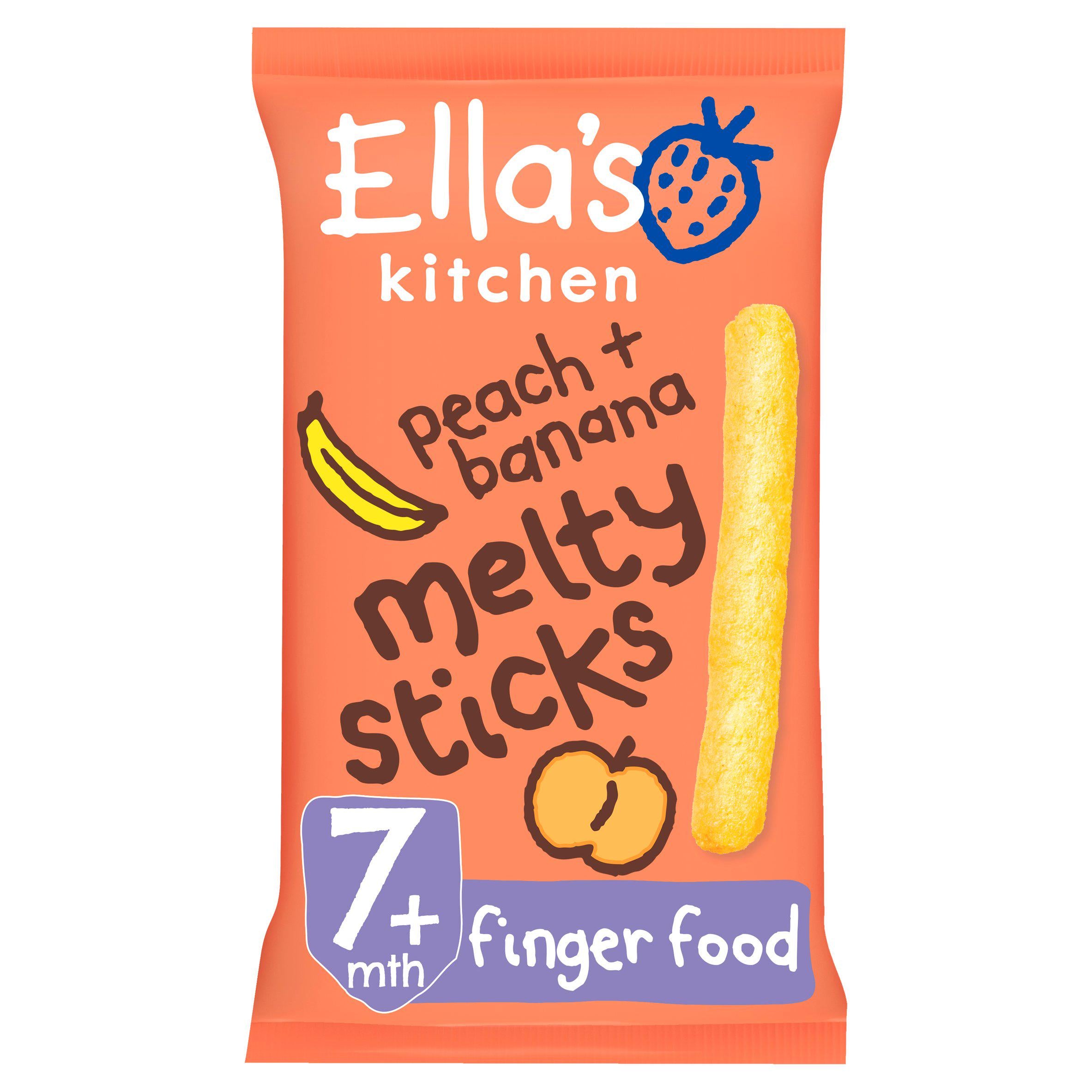 Ella's Kitchen Organic Peach & Banana Melty Sticks Baby Snack 7+ Months 16g snacks & rusks Sainsburys   