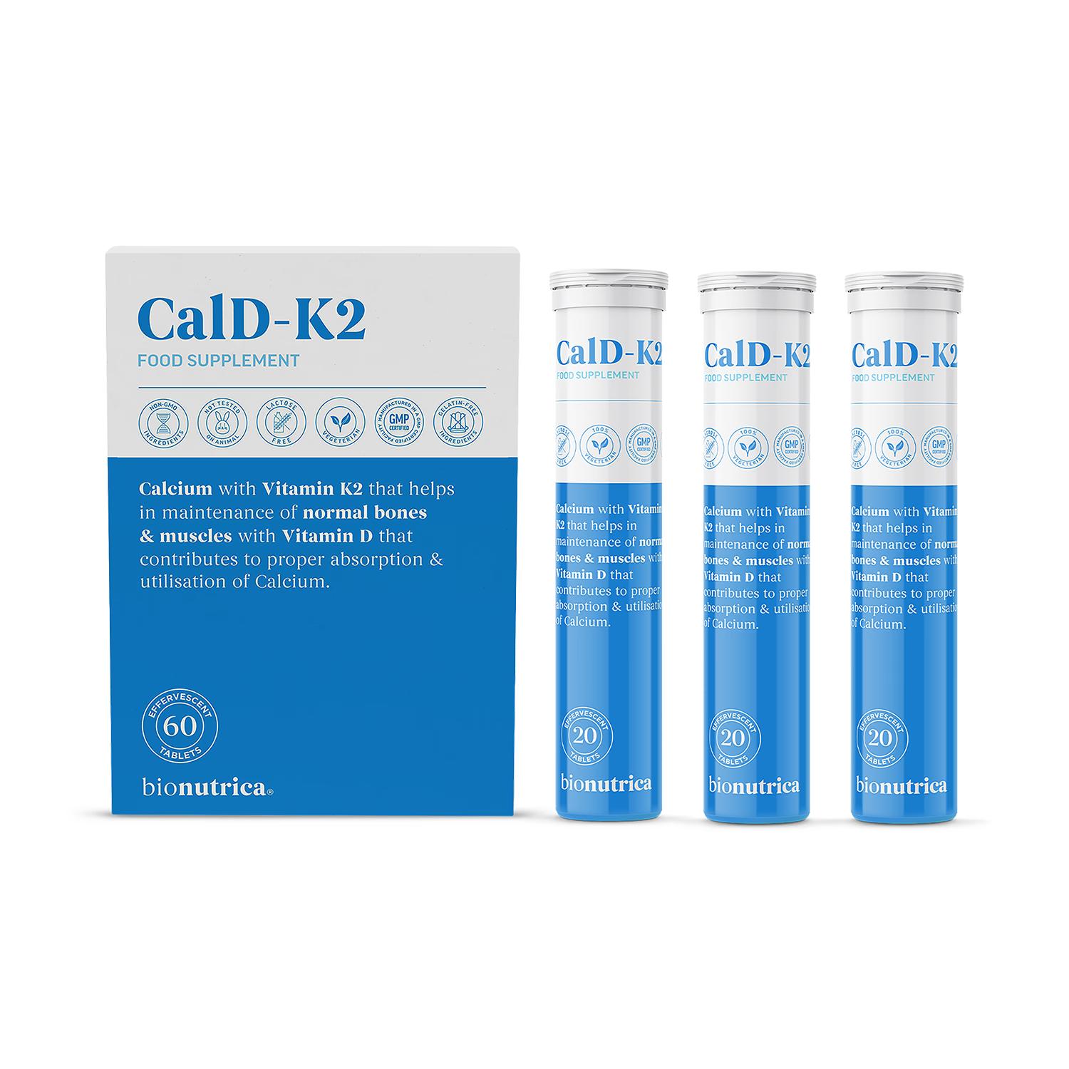 Cal D K2 supplement effervescent tablets 60, UK version