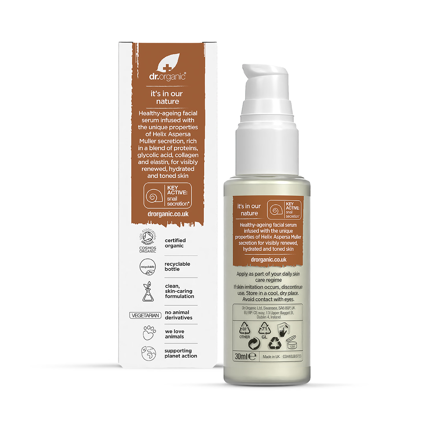 Dr Organic Snail Gel Facial Serum 30ml - British product