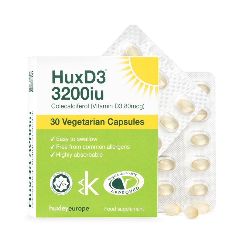 HuxD3 vitamin D3 3200iu 30 vegetarian capsules, imported from the UK