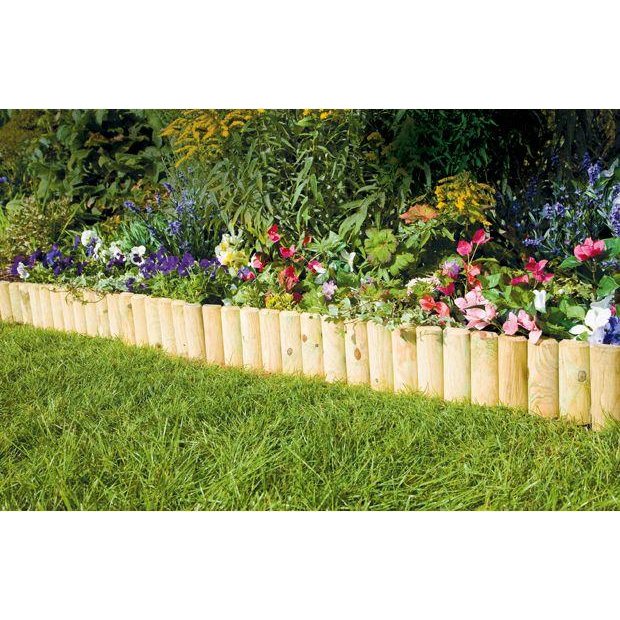 Fixed Log Edging regular pack of 2 half round pine logs, imported from the UK
