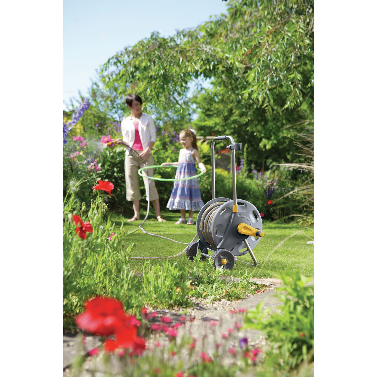 Hozelock assembled hose cart 50m, imported from the UK