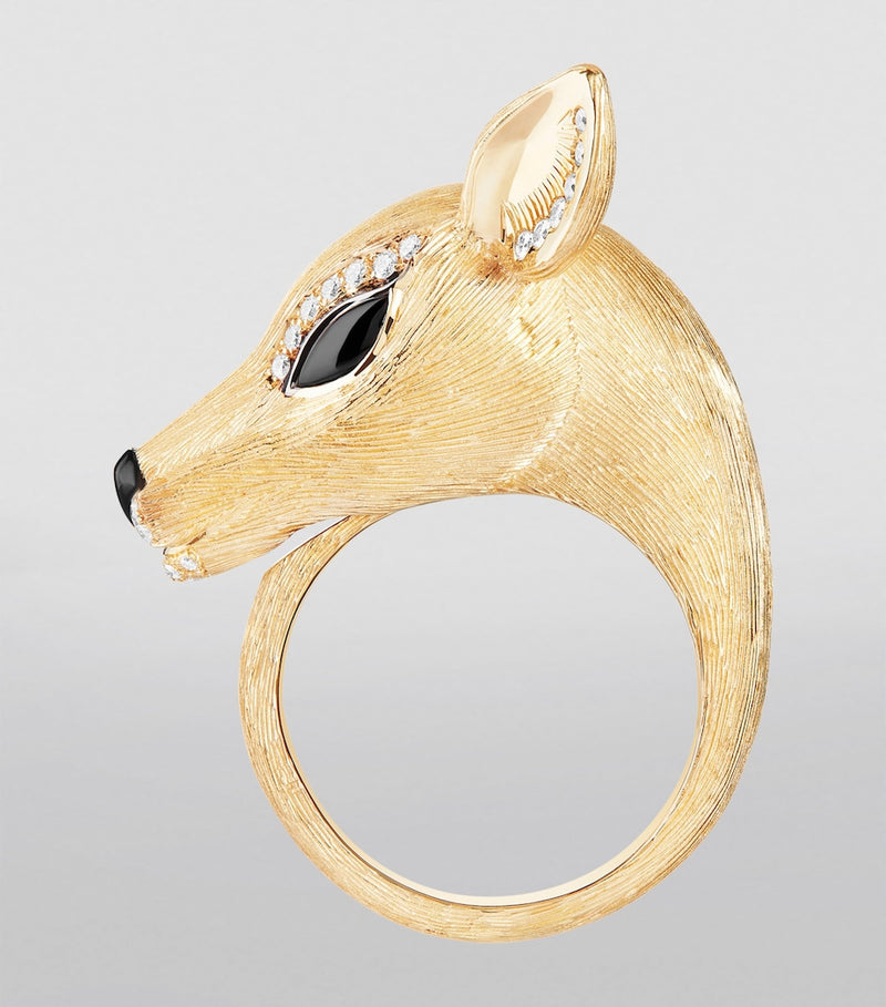 Boucheron yellow gold diamond doe ring, imported from the UK