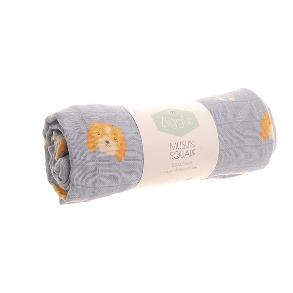Ziggle Cotton Muslin Square Blue Cockapoo Print 80x80cm (British brand)