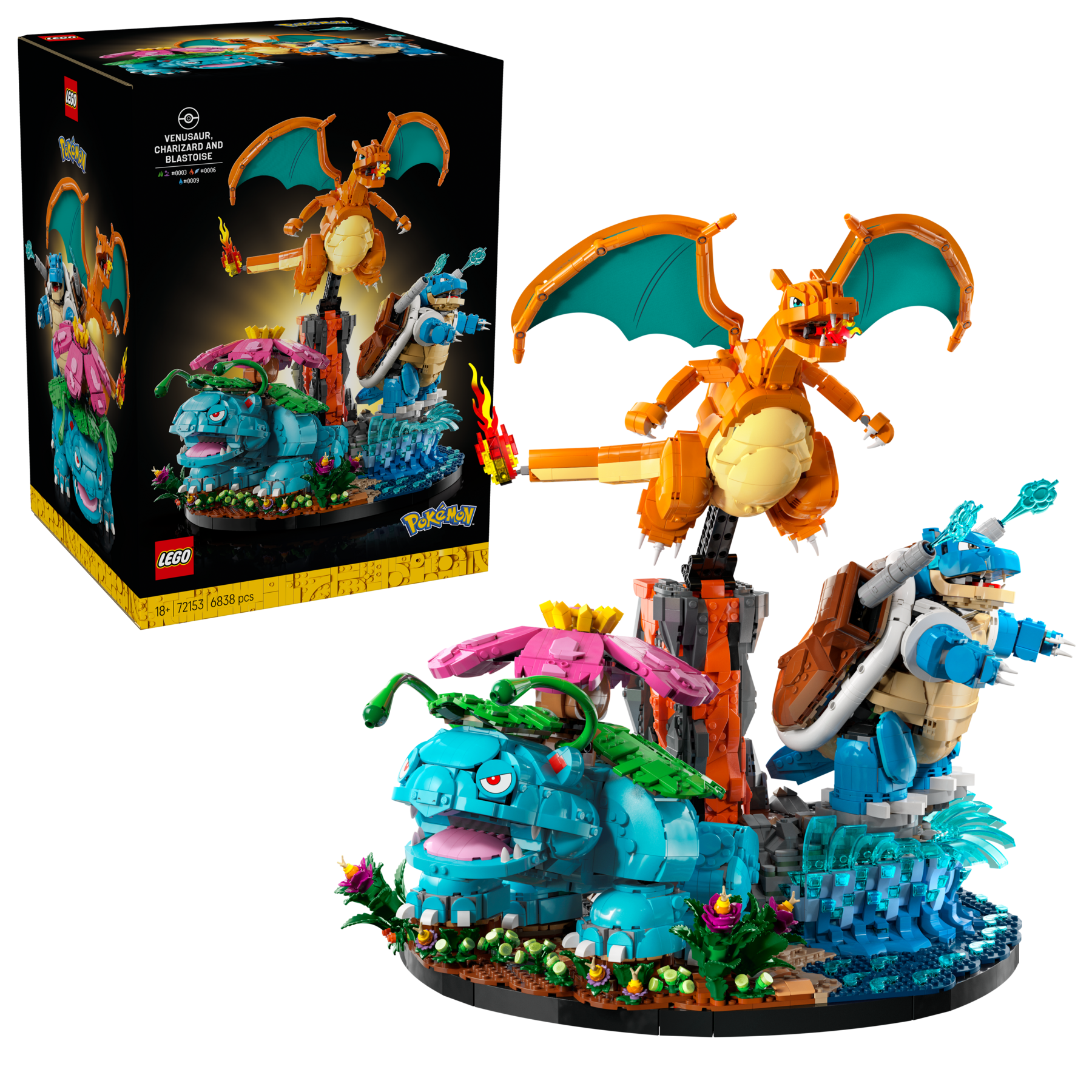 LEGO Pokémon Venusaur Charizard Blastoise building set, imported from the UK