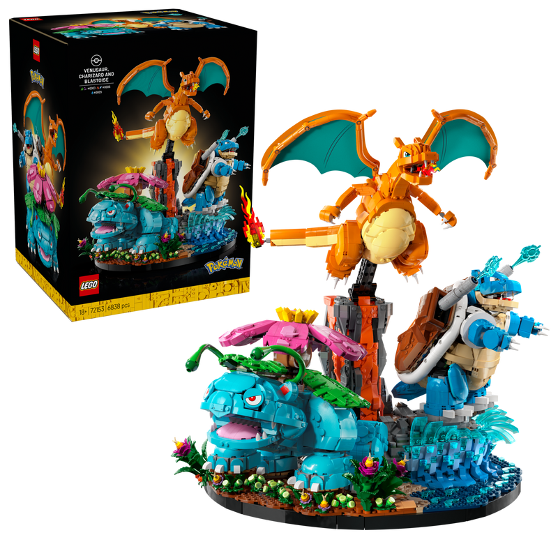 LEGO Pokémon Venusaur Charizard Blastoise building set, imported from the UK