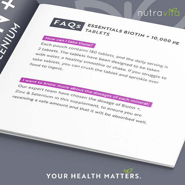 Nutravita Biotin 10000mcg with Zinc and Selenium 180 tablets (British brand)