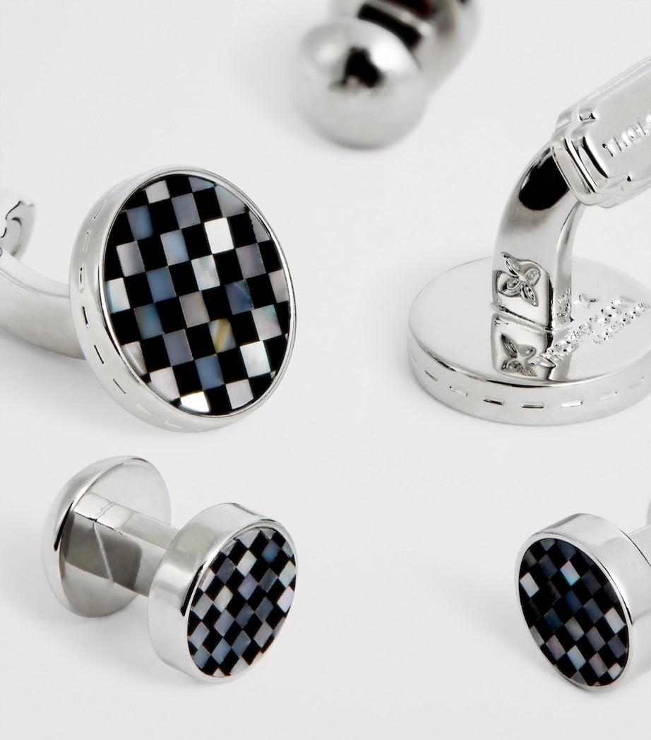 Tateossian onyx checkerboard cufflinks set - British product