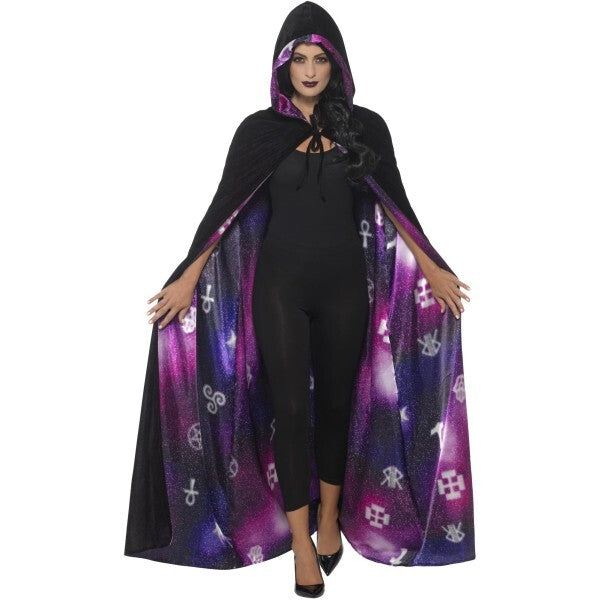 Smiffys deluxe reversible galaxy ouija cape black purple - British product