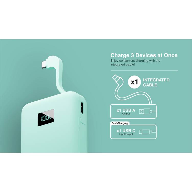 Juice 20000mAh power bank in teal, UK version