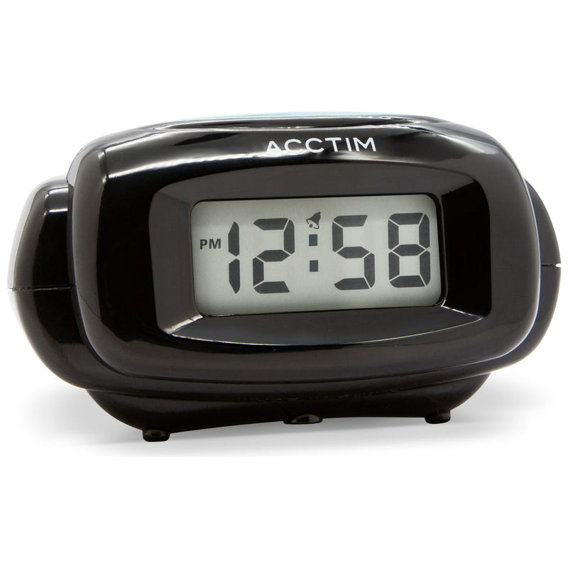 Acctim Aura LCD alarm clock black compact (British brand)