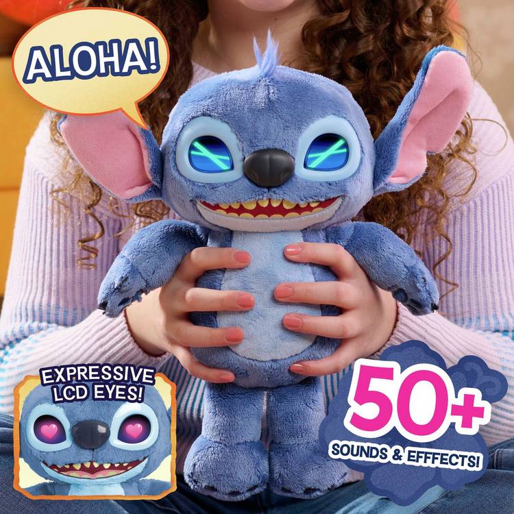 Disney Stitch Many Moods interactive plush toy, imported from the UK