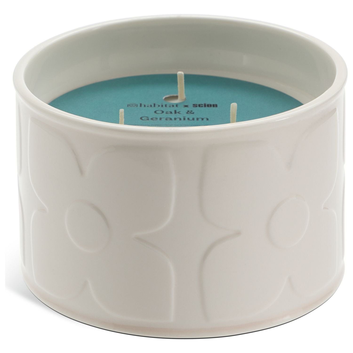 Habitat x Scion multiwick candle Oak & Geranium (British brand)
