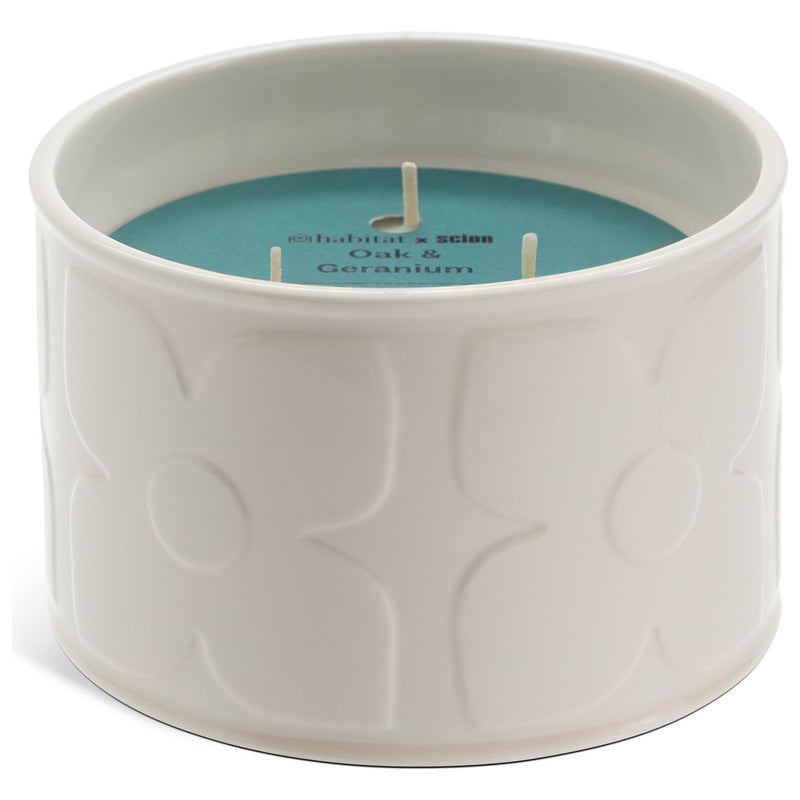 Habitat x Scion multiwick candle Oak & Geranium (British brand)