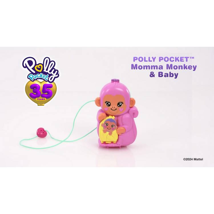 Polly Pocket momma monkey and baby mini doll playset (British brand)