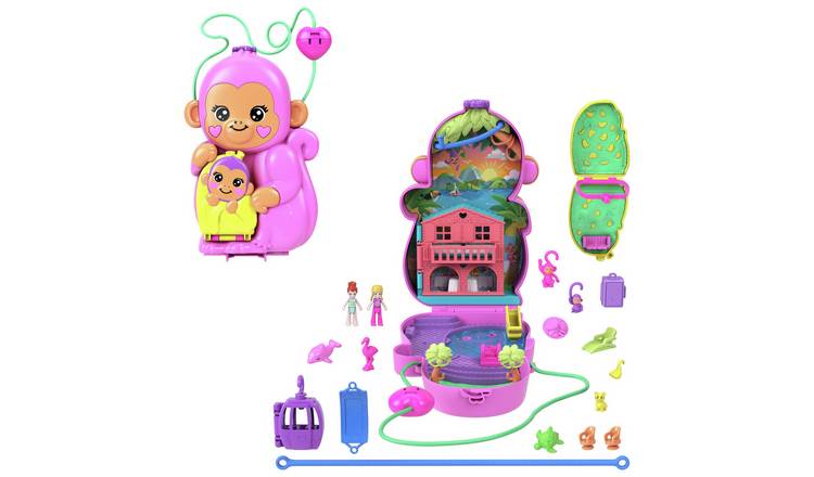 Polly Pocket momma monkey and baby mini doll playset (British brand)
