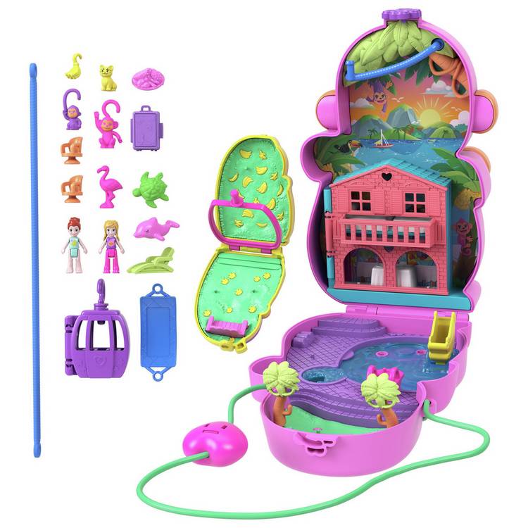 Polly Pocket momma monkey and baby mini doll playset (British brand)