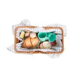 Chad Valley wooden picnic basket set with food and blanket - British product