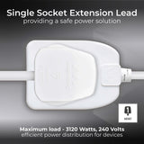 Masterplug 1 socket 8m extension lead, imported from the UK