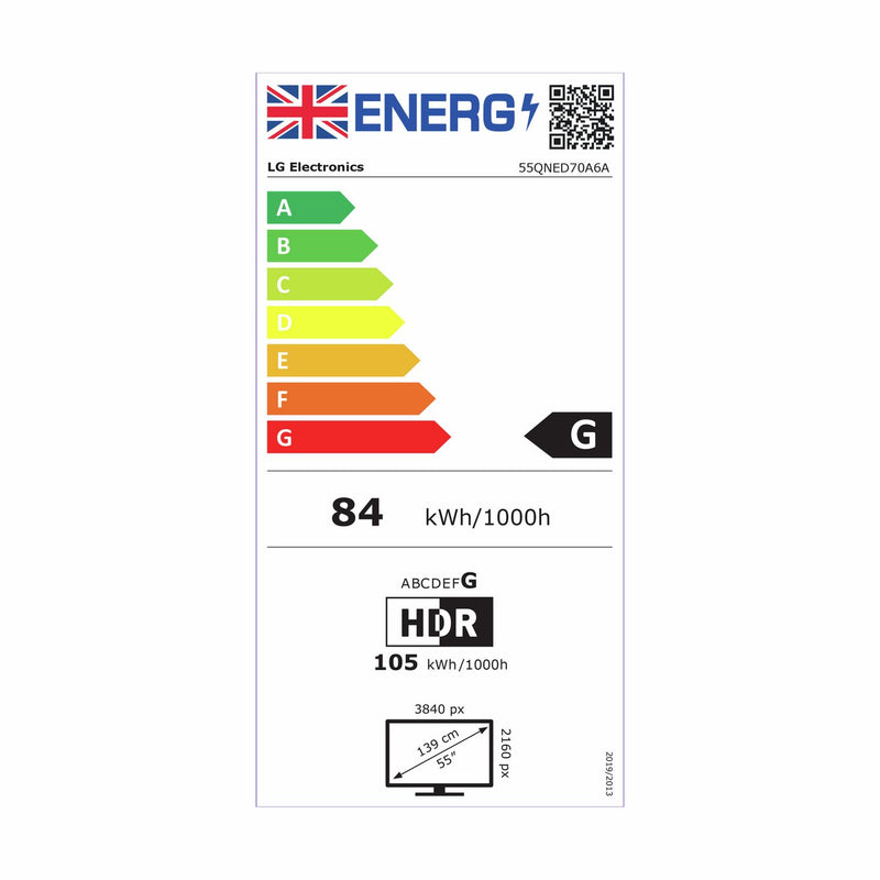 LG 55-inch QNED70A 4K UHD HDR Smart TV (British brand)