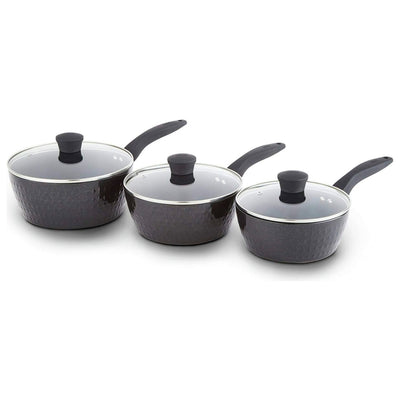 Argos Tower Diamo 3 Piece Aluminium Saucepan Set - Black- Buy online at McGrocer