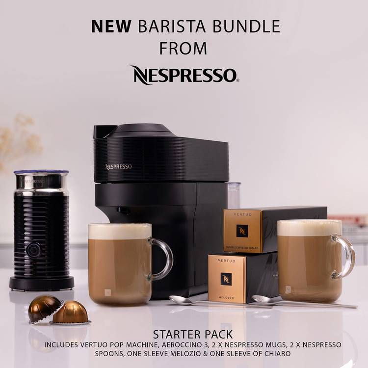 Nespresso Vertuo Pop Barista Bundle coffee machine with Aeroccino, UK version