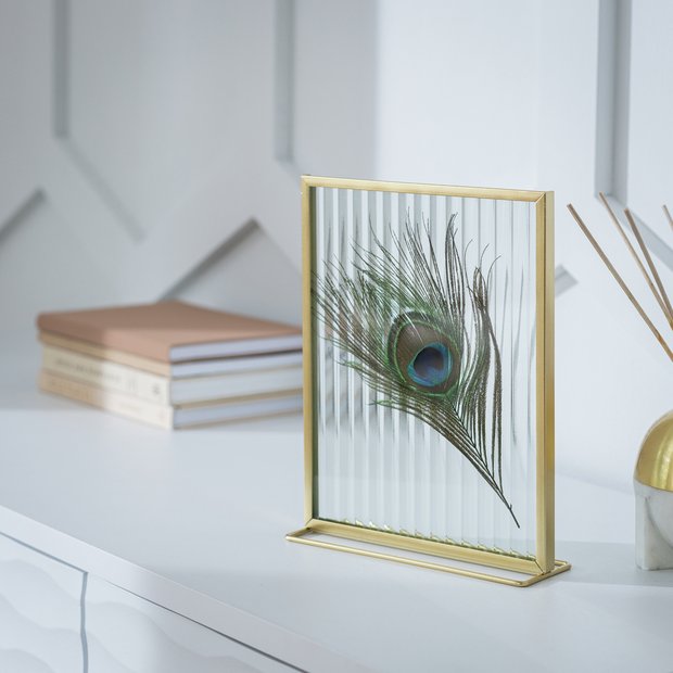 Habitat gold reeded glass picture frame 5x7 inches - British product
