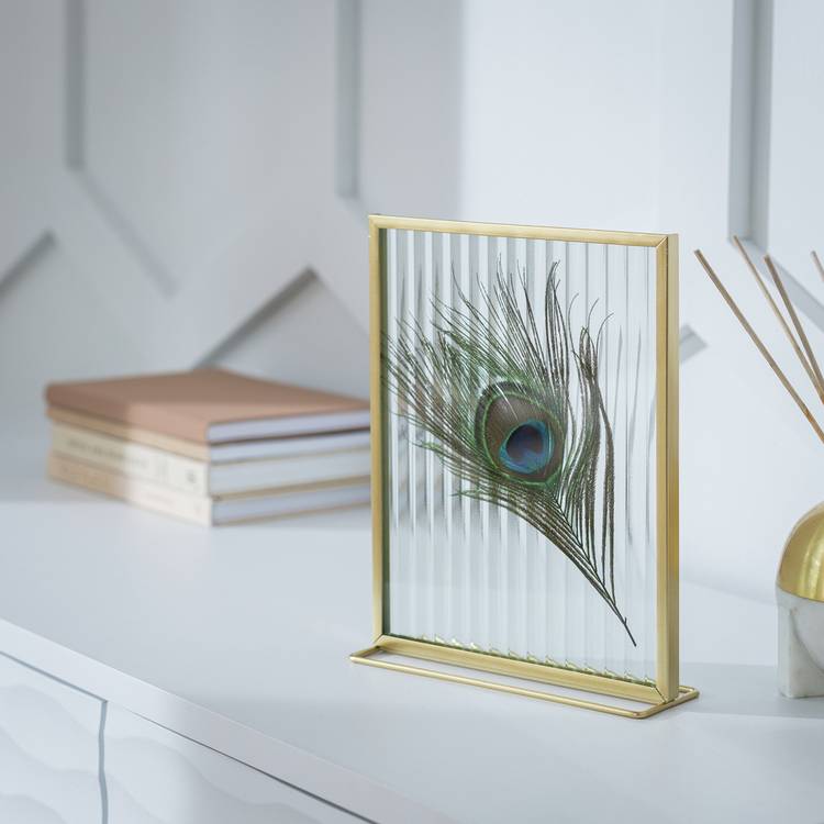 Habitat gold reeded glass picture frame 5x7 inches - British product