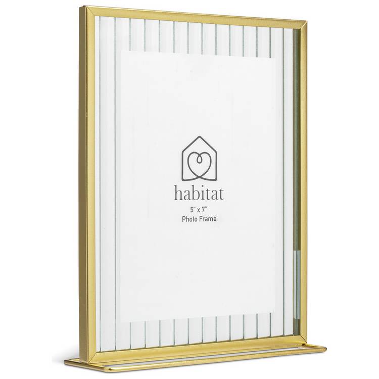 Habitat gold reeded glass picture frame 5x7 inches - British product