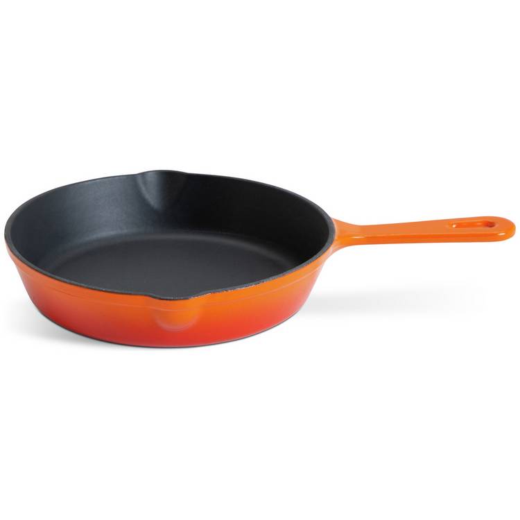 Habitat cast iron frying pan orange 19.5cm, imported from the UK