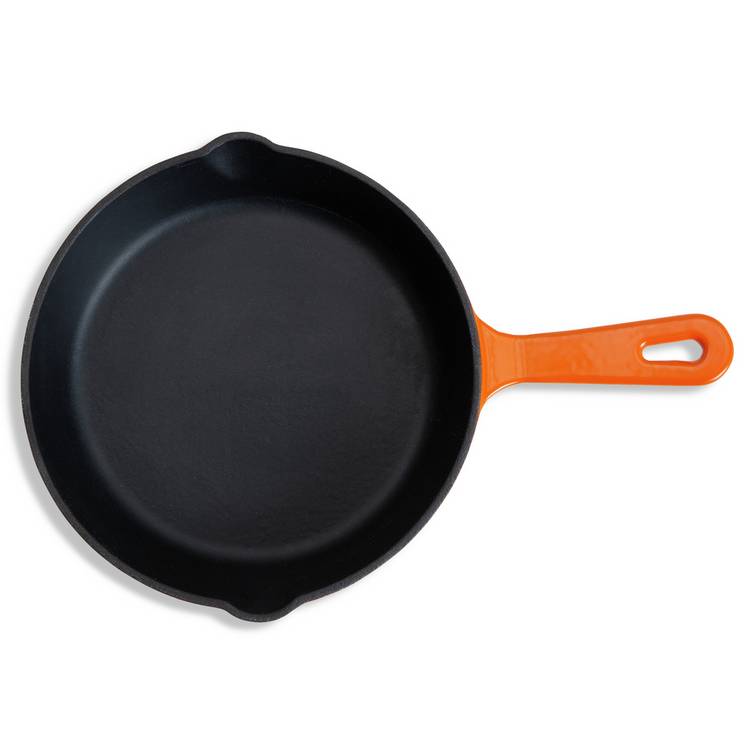 Habitat cast iron frying pan orange 19.5cm, imported from the UK