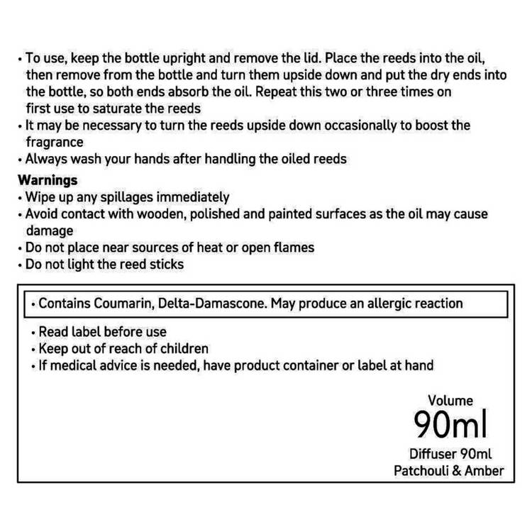 Habitat patchouli and amber reed diffuser 90ml (British brand)