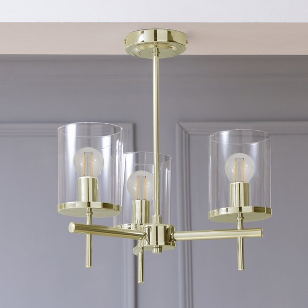 Argos Home brass glass ceiling uplighter (British brand)