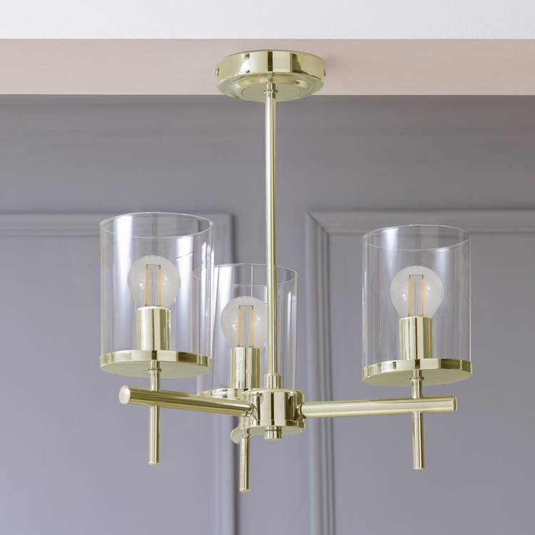 Argos Home brass glass ceiling uplighter (British brand)