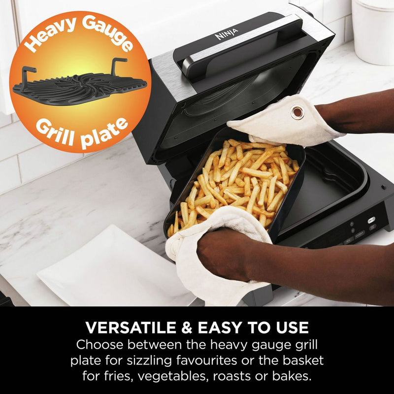Ninja 6-in-1 MAX 3.8L silver air fryer grill, imported from the UK