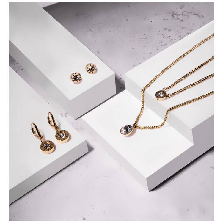 DKNY gold-tone crystal drop earrings (British brand)