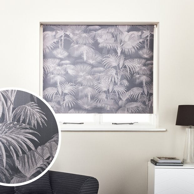 Argos Home grey botanical palm blackout blind 90cm, imported from the UK