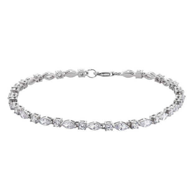 Revere sterling silver marquise and round cubic zirconia bracelet, UK version