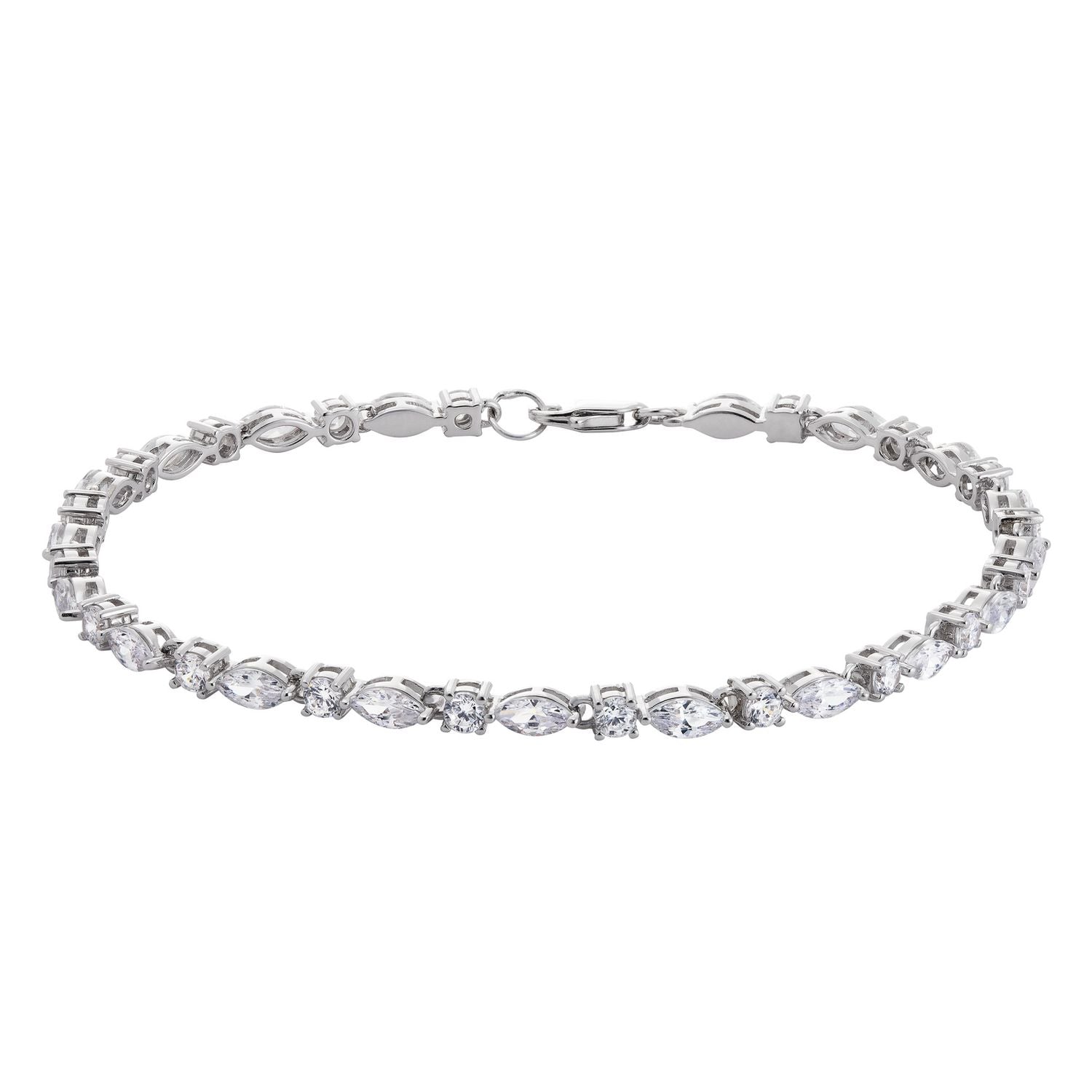 Revere sterling silver marquise and round cubic zirconia bracelet, UK version