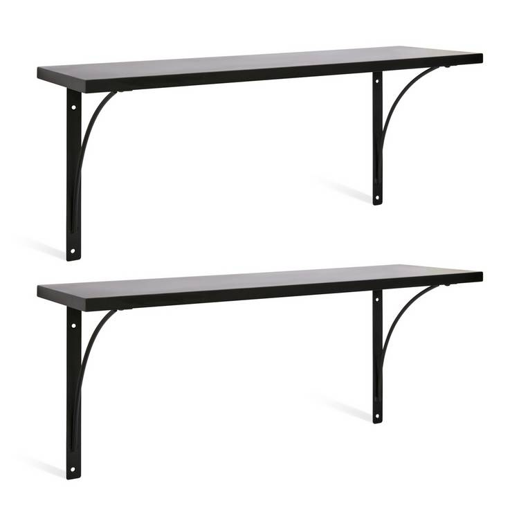 Habitat black bracket shelves set 60cm (British brand)