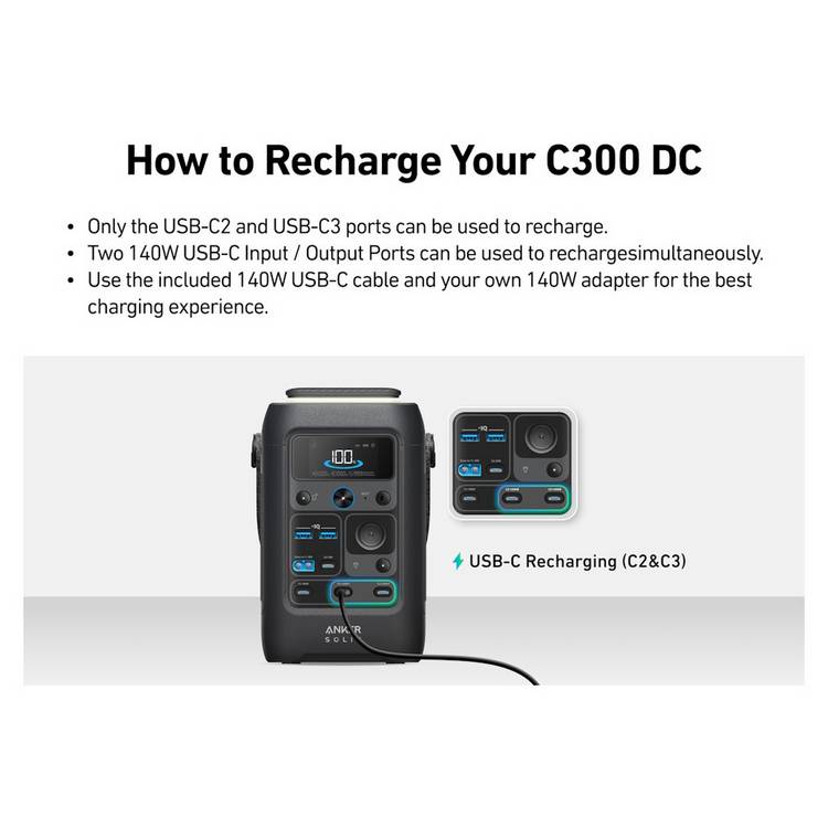 Anker SOLIX C300X portable power station 288Wh, imported from the UK